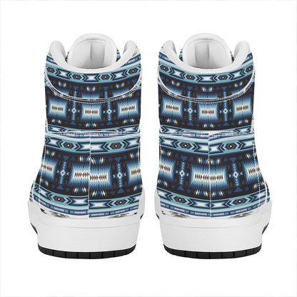 Blue Native Navajo Print High Top Leather Sneakers