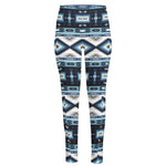 Blue Native Navajo Print High-Waisted Pocket Leggings