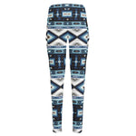 Blue Native Navajo Print High-Waisted Pocket Leggings