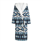 Blue Native Navajo Print Hooded Bathrobe