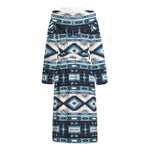 Blue Native Navajo Print Hooded Bathrobe