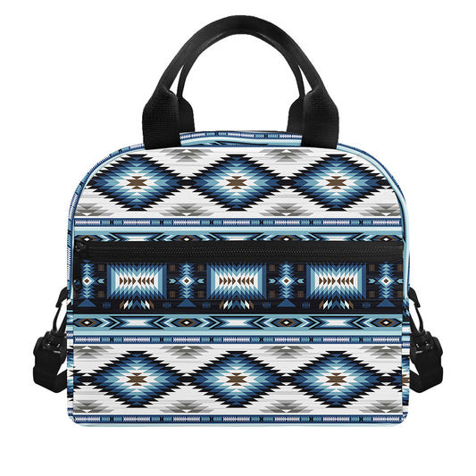 Blue Native Navajo Print Insulated Lunch Bag