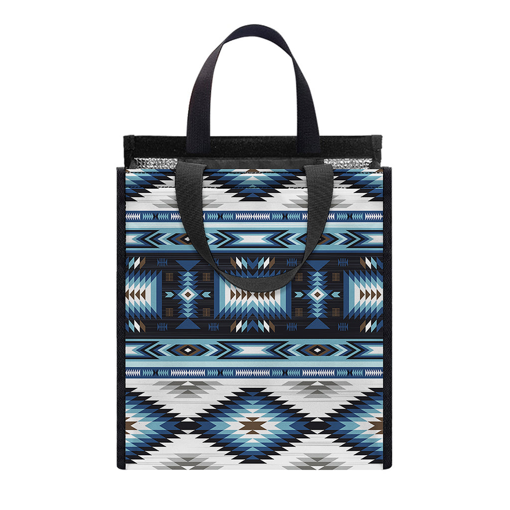 Blue Native Navajo Print Insulated Lunch Tote