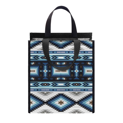 Blue Native Navajo Print Insulated Lunch Tote