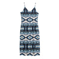 Blue Native Navajo Print Jersey Midi Cami Dress