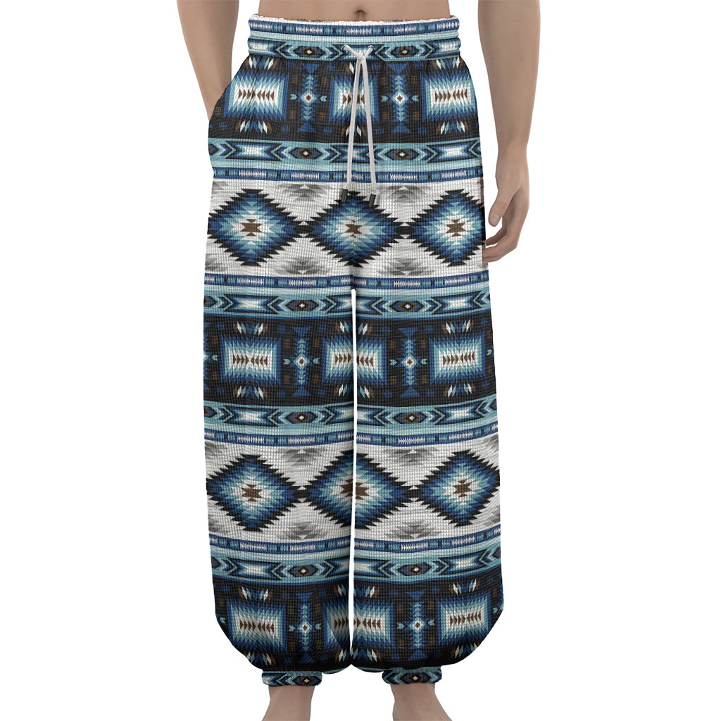 Blue Native Navajo Print Lantern Pants