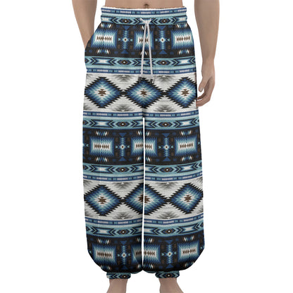 Blue Native Navajo Print Lantern Pants