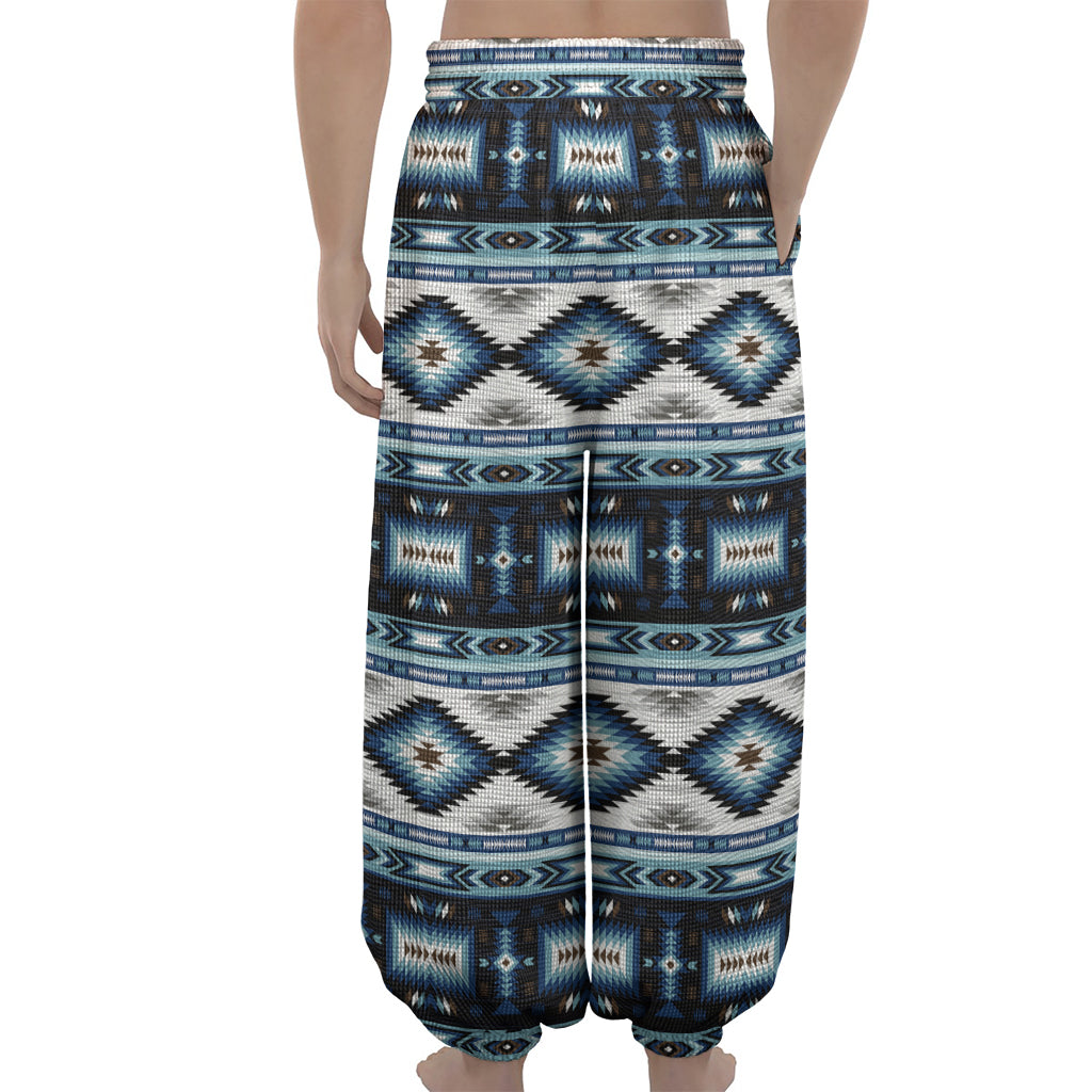Blue Native Navajo Print Lantern Pants
