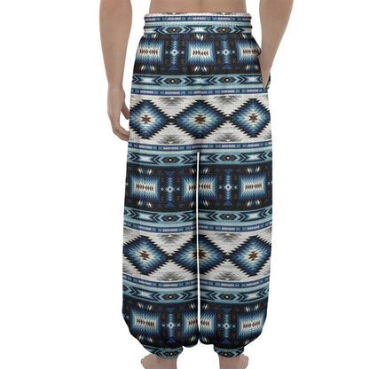 Blue Native Navajo Print Lantern Pants