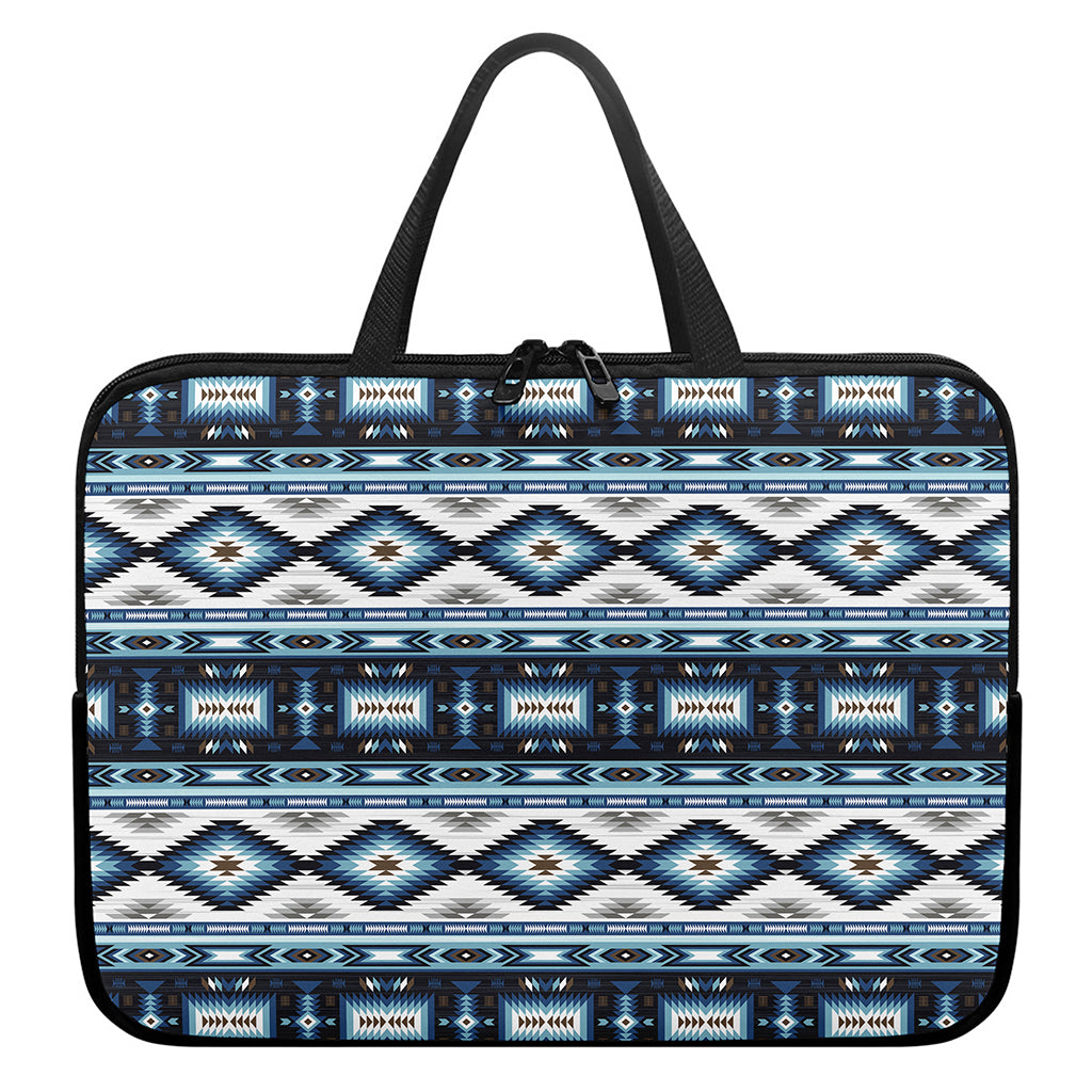 Blue Native Navajo Print Laptop Sleeve With Handle