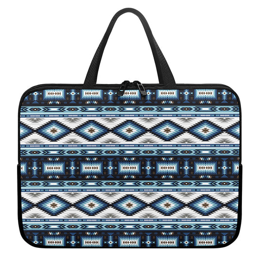 Blue Native Navajo Print Laptop Sleeve With Handle