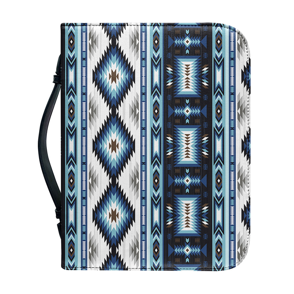 Blue Native Navajo Print Leather Bible Cover