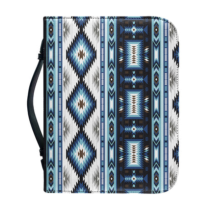 Blue Native Navajo Print Leather Bible Cover