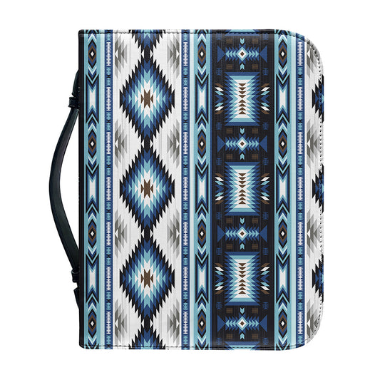 Blue Native Navajo Print Leather Bible Cover