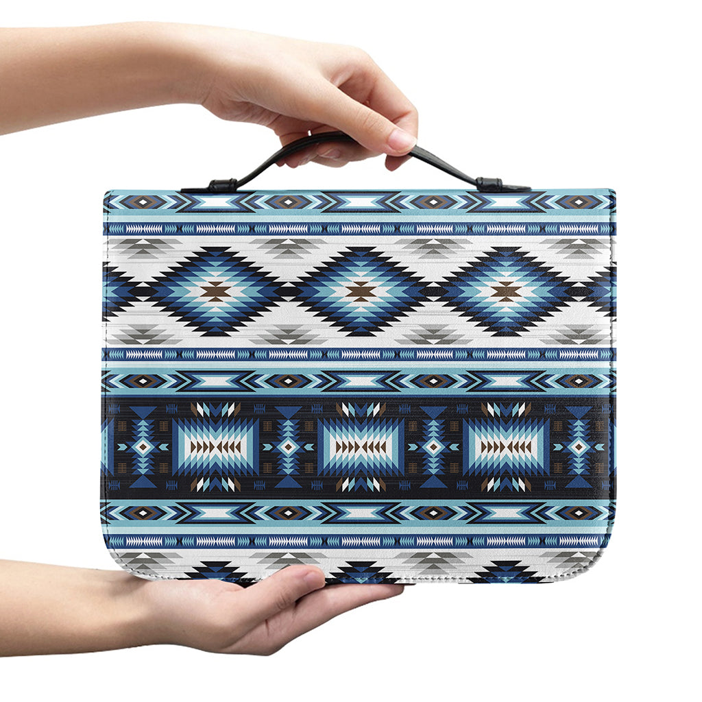 Blue Native Navajo Print Leather Bible Cover