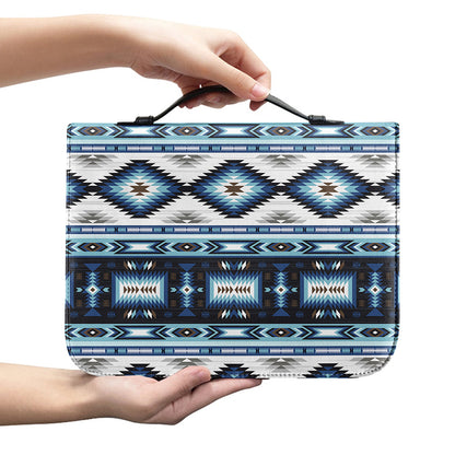 Blue Native Navajo Print Leather Bible Cover