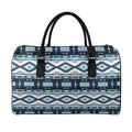 Blue Native Navajo Print Leather Duffel Bag