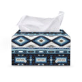 Blue Native Navajo Print Leather Tissue Box Cover