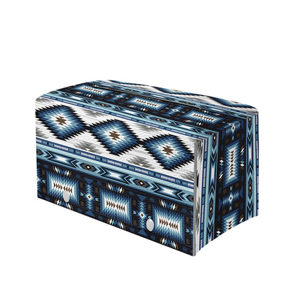 Blue Native Navajo Print Leather Tissue Box Cover