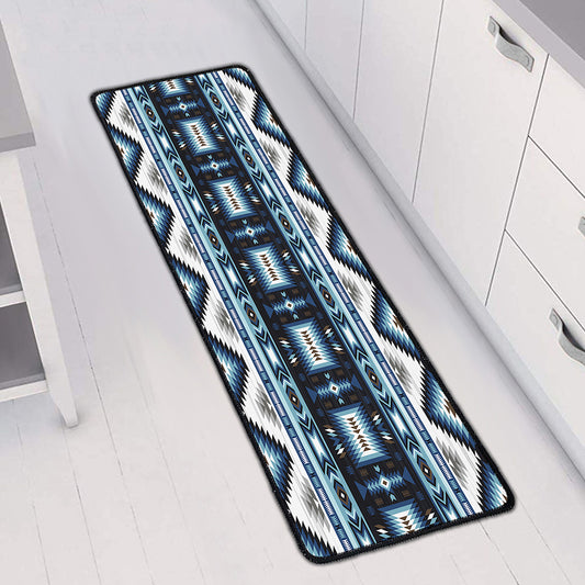 Blue Native Navajo Print Long Kitchen Mat