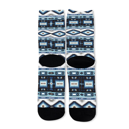 Blue Native Navajo Print Long Socks