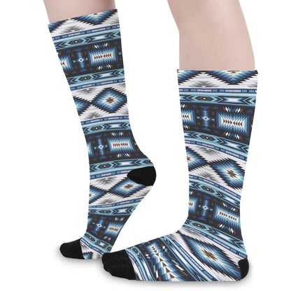 Blue Native Navajo Print Long Socks
