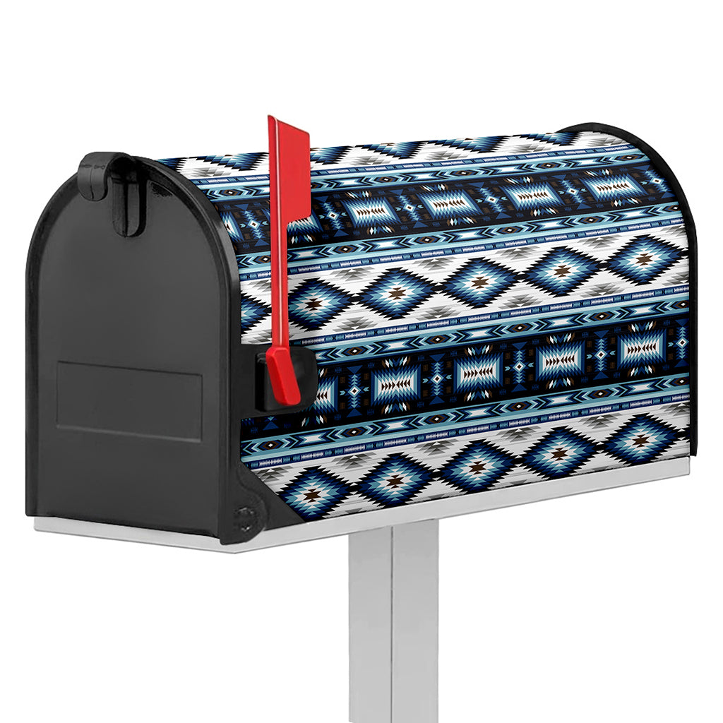 Blue Native Navajo Print Mailbox Cover