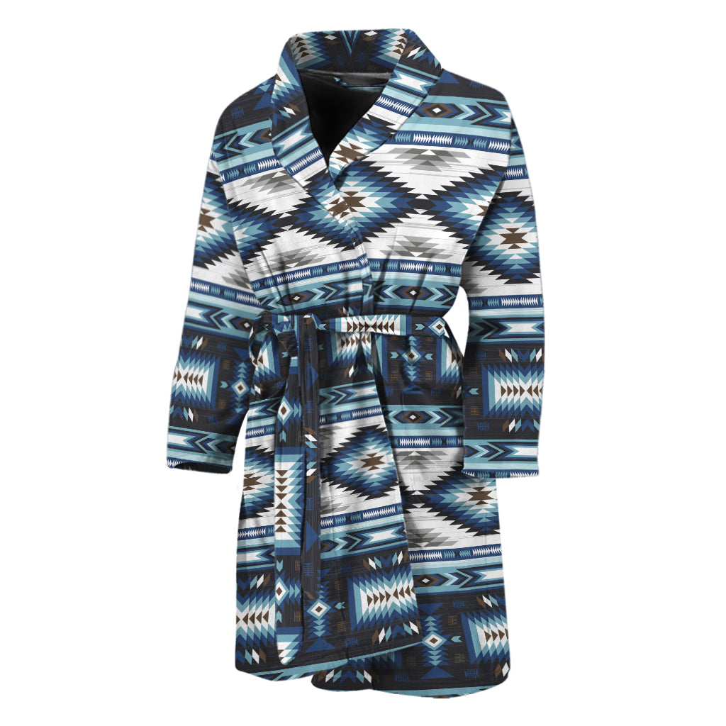 Blue Native Navajo Print Men's Bathrobe