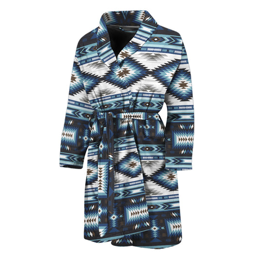 Blue Native Navajo Print Men's Bathrobe