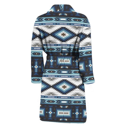 Blue Native Navajo Print Men's Bathrobe