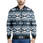 Blue Native Navajo Print Men's Bomber Jacket