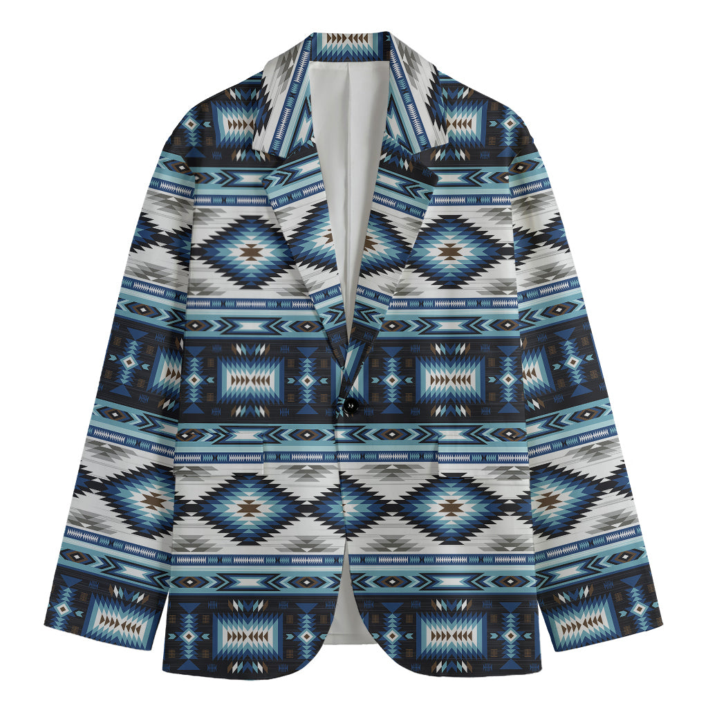 Blue Native Navajo Print Men's Cotton Blazer