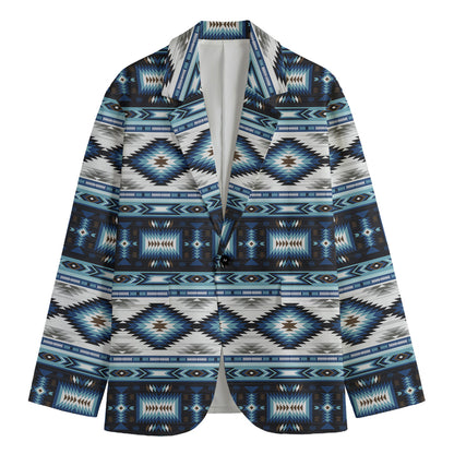 Blue Native Navajo Print Men's Cotton Blazer