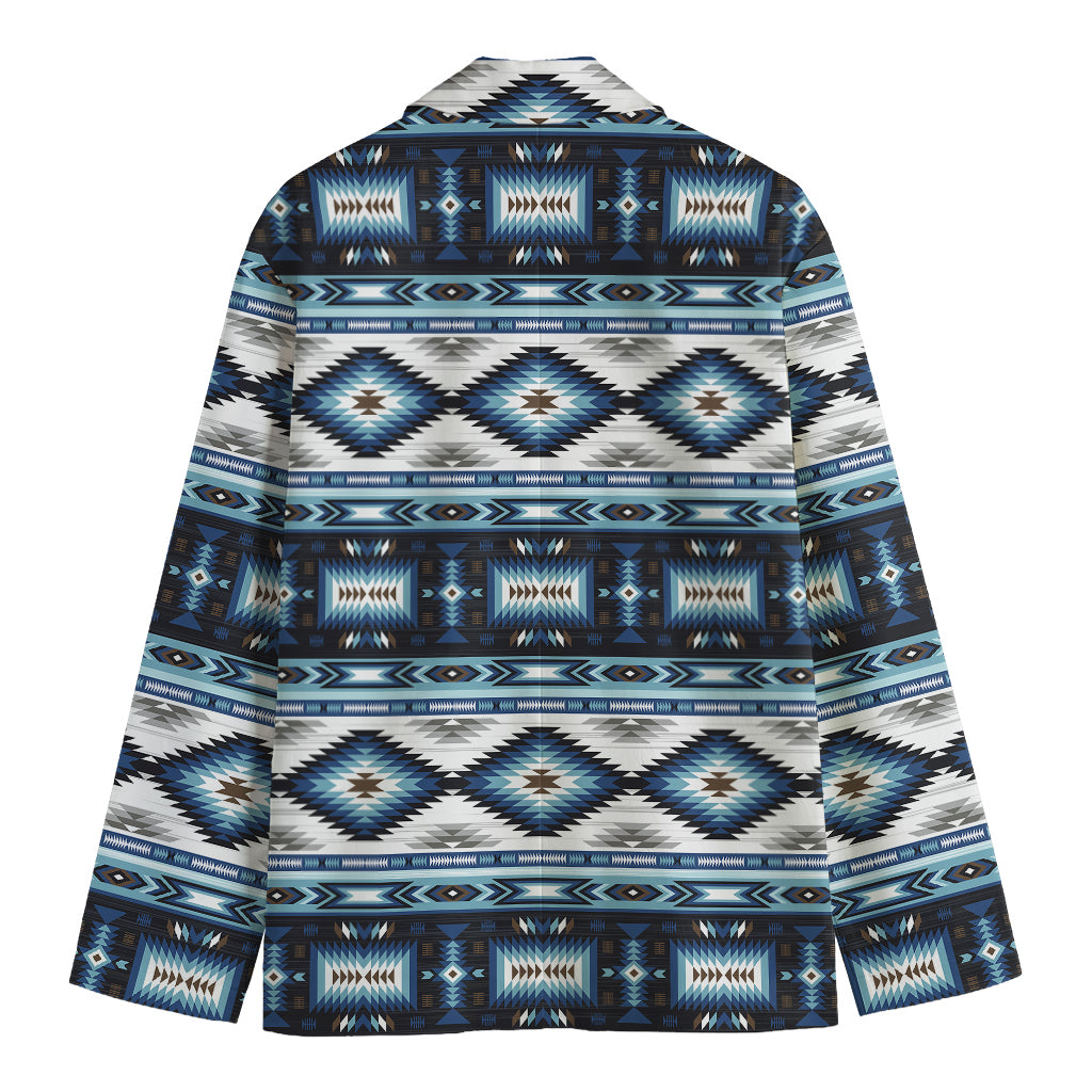 Blue Native Navajo Print Men's Cotton Blazer