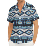 Blue Native Navajo Print Men's Deep V-Neck Shirt