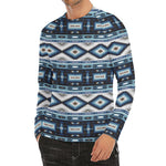 Blue Native Navajo Print Men's Long Sleeve Rash Guard