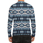 Blue Native Navajo Print Men's Long Sleeve Rash Guard