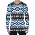 Blue Native Navajo Print Men's Long Sleeve T-Shirt