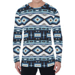 Blue Native Navajo Print Men's Long Sleeve T-Shirt