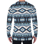 Blue Native Navajo Print Men's Long Sleeve T-Shirt