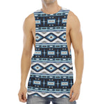 Blue Native Navajo Print Men's Muscle Tank Top