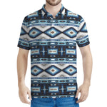 Blue Native Navajo Print Men's Polo Shirt