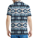 Blue Native Navajo Print Men's Polo Shirt