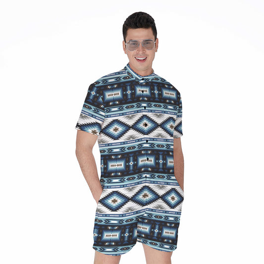 Blue Native Navajo Print Men's Rompers