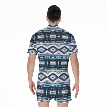 Blue Native Navajo Print Men's Rompers