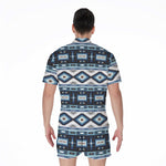 Blue Native Navajo Print Men's Rompers