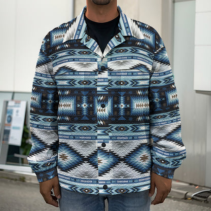 Blue Native Navajo Print Men's Shirt Jacket