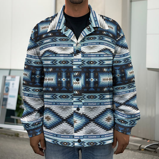 Blue Native Navajo Print Men's Shirt Jacket
