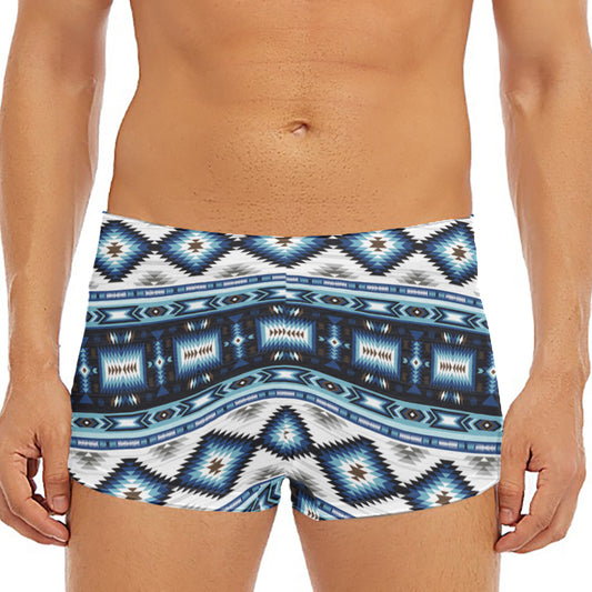 Blue Native Navajo Print Men's Short Boxer Briefs