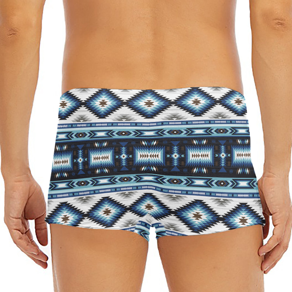 Blue Native Navajo Print Men's Short Boxer Briefs